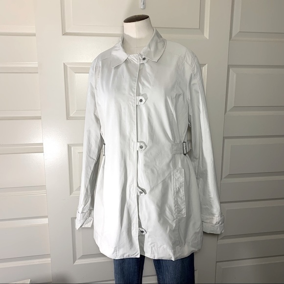 𝅺columbia Byron Bay Sportwear Beige Rain Jacket Ajustable Waist Zippered Coat - Picture 15 of 15